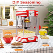 Retro – Popcornmaskin W Popcornmaker i Biostil med Värmeljus och Handvev – 300 – Röd