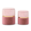 Set – med sammetspallar 32L + 21L förvaringsottomaner rund soffa sidopall – 2 – Rosa