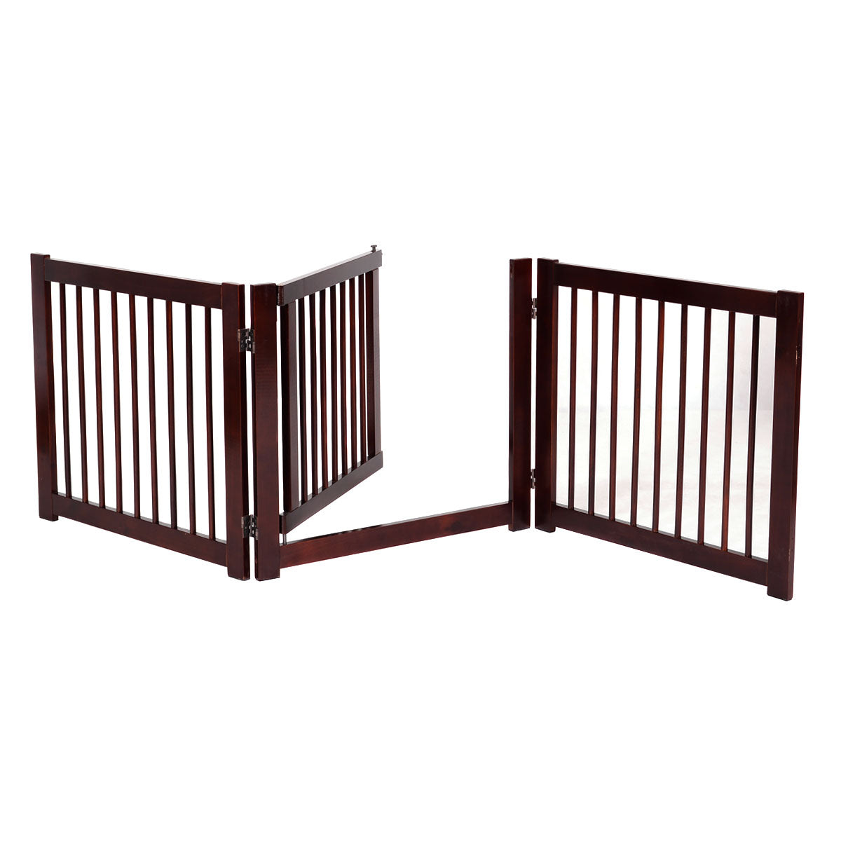Säkerhetsport – Tredelad Hunddörr Säkerhetsgrind – 206 x 61 x 1,8 cm – Brun