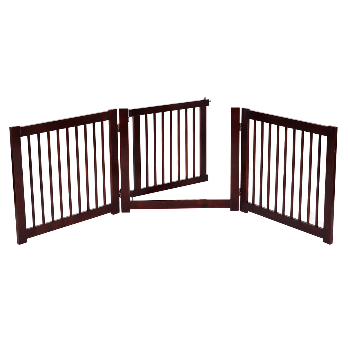 Säkerhetsport – Tredelad Hunddörr Säkerhetsgrind – 206 x 61 x 1,8 cm – Brun