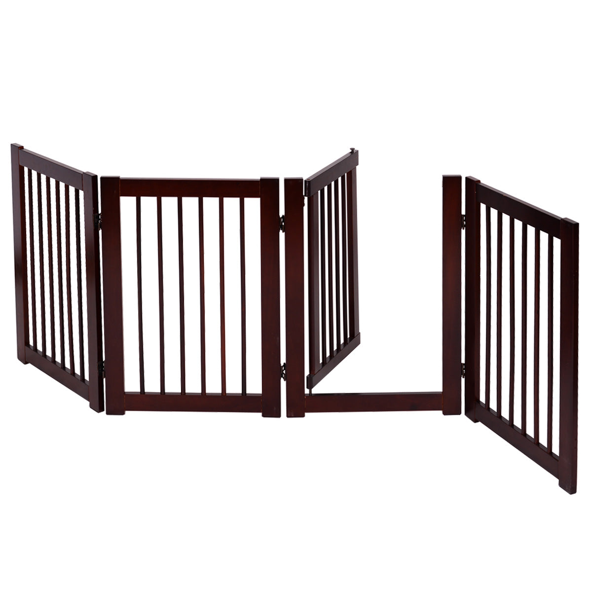 Säkerhetsport – Fyra delar Hunddörr Säkerhetsgrind – 203 x 76 x 1,8 cm – Brun