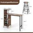 delad – barbord och stolset Industriellt pubbord pall – 3 – Kaffe
