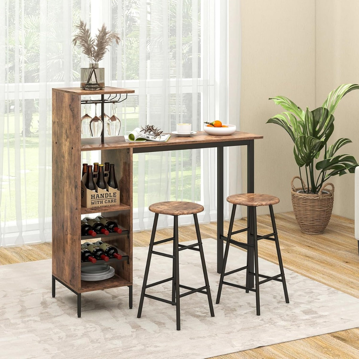 delad – barbord och stolset Industriellt pubbord pall – 3 – Kaffe