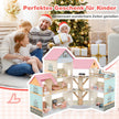 Hörndockhus – i trä med tak och möbler tillbehör Dollhouse DIY drömhus – 41 – Rosa