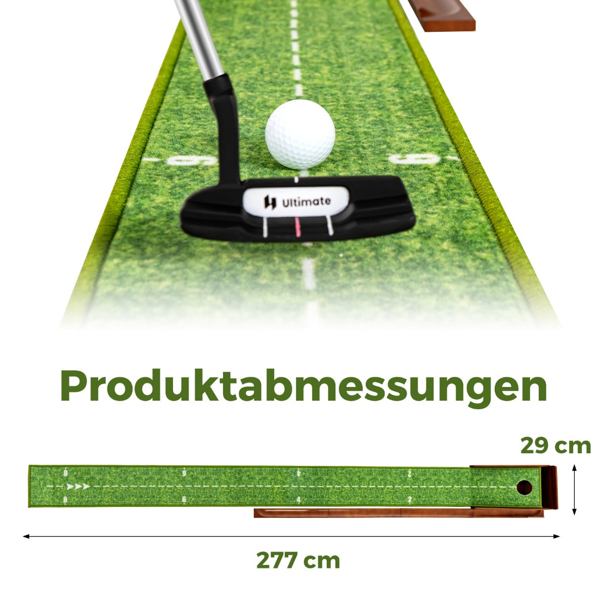 Golfputtmatta – med hål och golfbollar konstgräs Golfmatta Putting Trainer Green – 1 3 – Grön