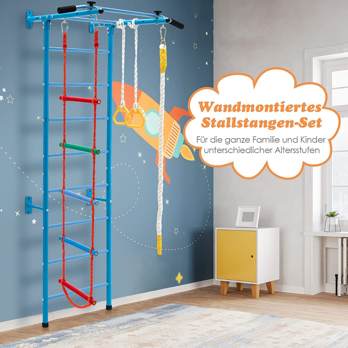 Barns – klättervägg Hemsportutrustning för upp till – 100 kg 107 x 83 x 223 cm – Blå
