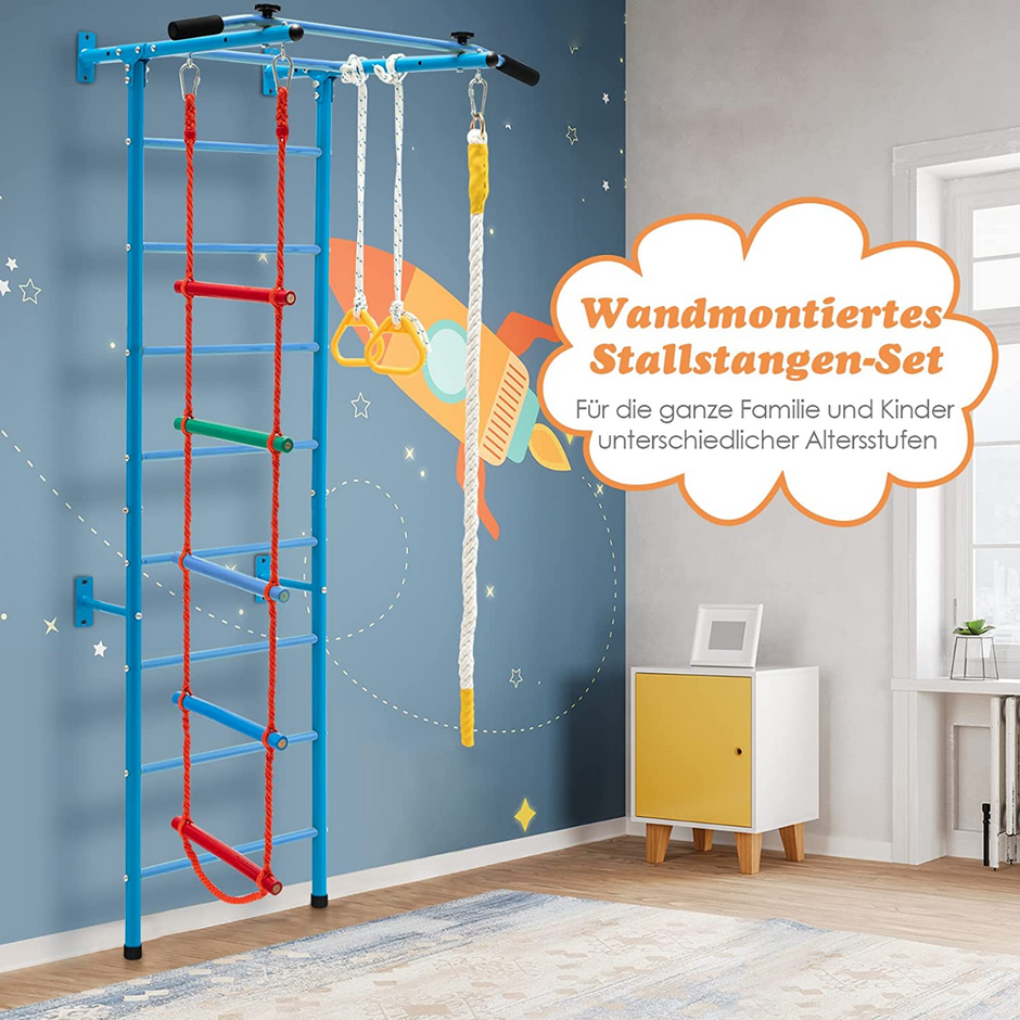 Barns – klättervägg Hemsportutrustning för upp till – 100 kg 107 x 83 x 223 cm – Blå