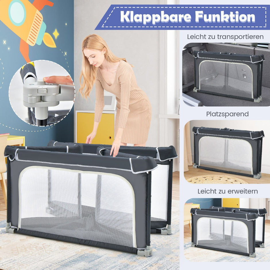 Fyrkantig – babylekhage Stort lekstaket – 124 x 124 cm – Mörkgrå