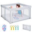 Fyrkantig – Babylekhage Stort lekstaket – 124 x 124 cm – Ljusgrå