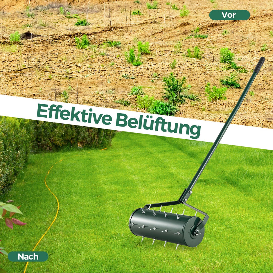 Lawn – Aerator Roller Manual med handtag och spik – 44 x 128 cm – Grön