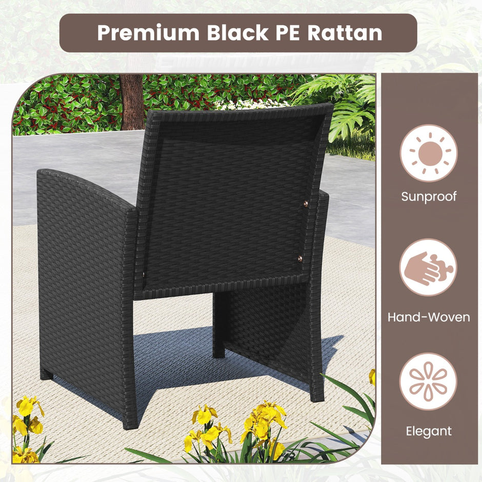 delad – rattan trädgårdsmöbel wicker sits soffa med härdat glas soffbord – 4 2 – Svart