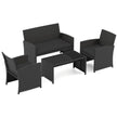 delad – rattan trädgårdsmöbel wicker sits soffa med härdat glas soffbord – 4 2 – Svart