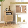 Set – med nattduksbord i rotting förvaringsutrymme öppen hylla och dörr Farmhouse Style Natural – 2 – Natur