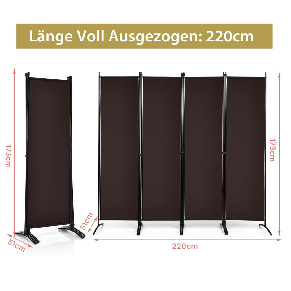 panel – hög rumsavdelare Bärbar skiljevägg med stålram – 4 173 cm – Brun