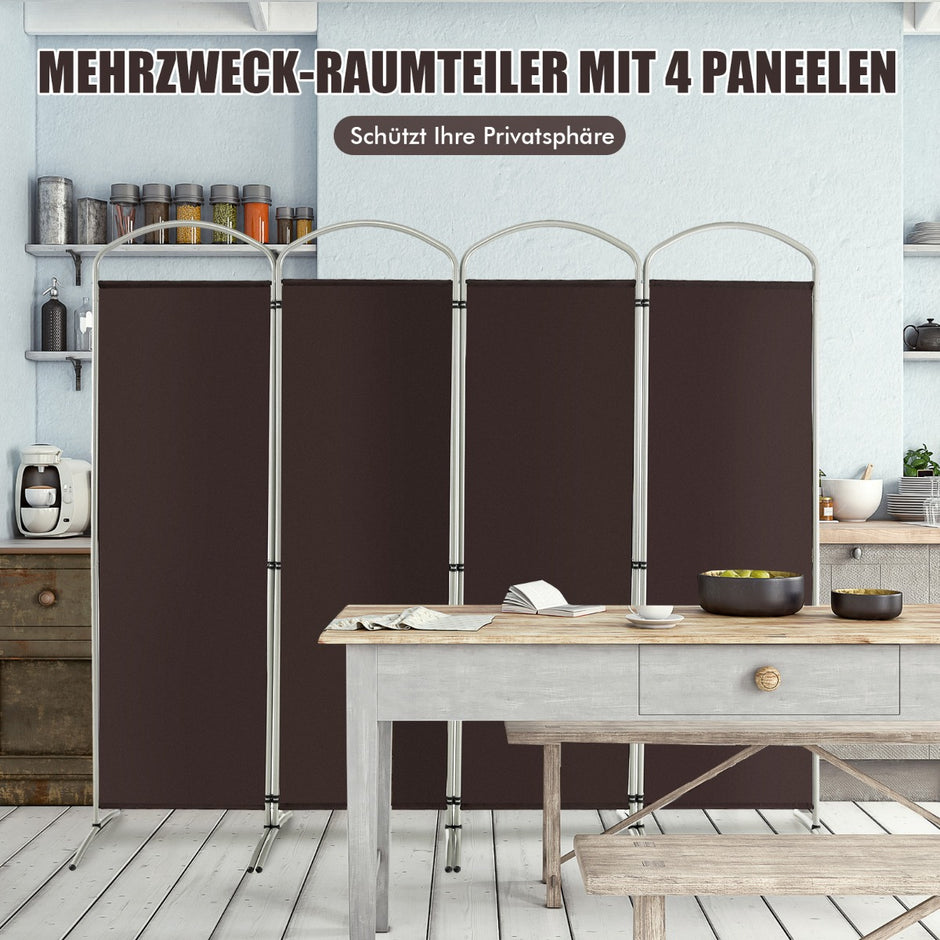Vikbar – rumsavdelare med paneler Skiljevägg för hem – 4 221 x 51 x 188 cm – Brun