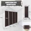 Vikbar – rumsavdelare med paneler Skiljevägg för hem – 4 221 x 51 x 188 cm – Brun