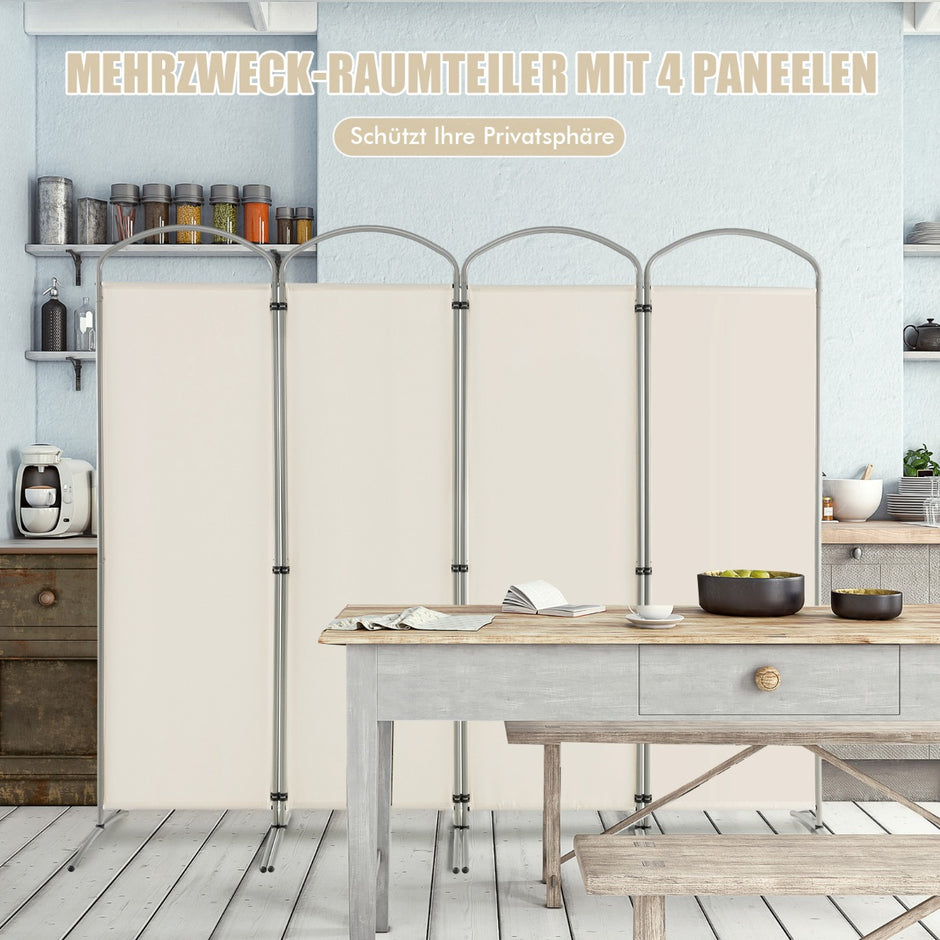 Vikbar – rumsavdelare med paneler Skiljevägg för hem – 4 221 x 51 x 188 cm – Vit