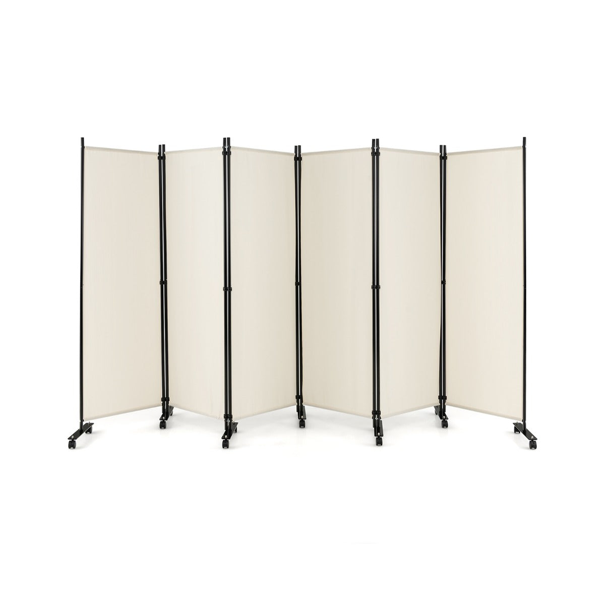 delad – hopfällbar rumsavdelare hög sekretessskärm med låsbara hjul – 6 172 cm – Beige