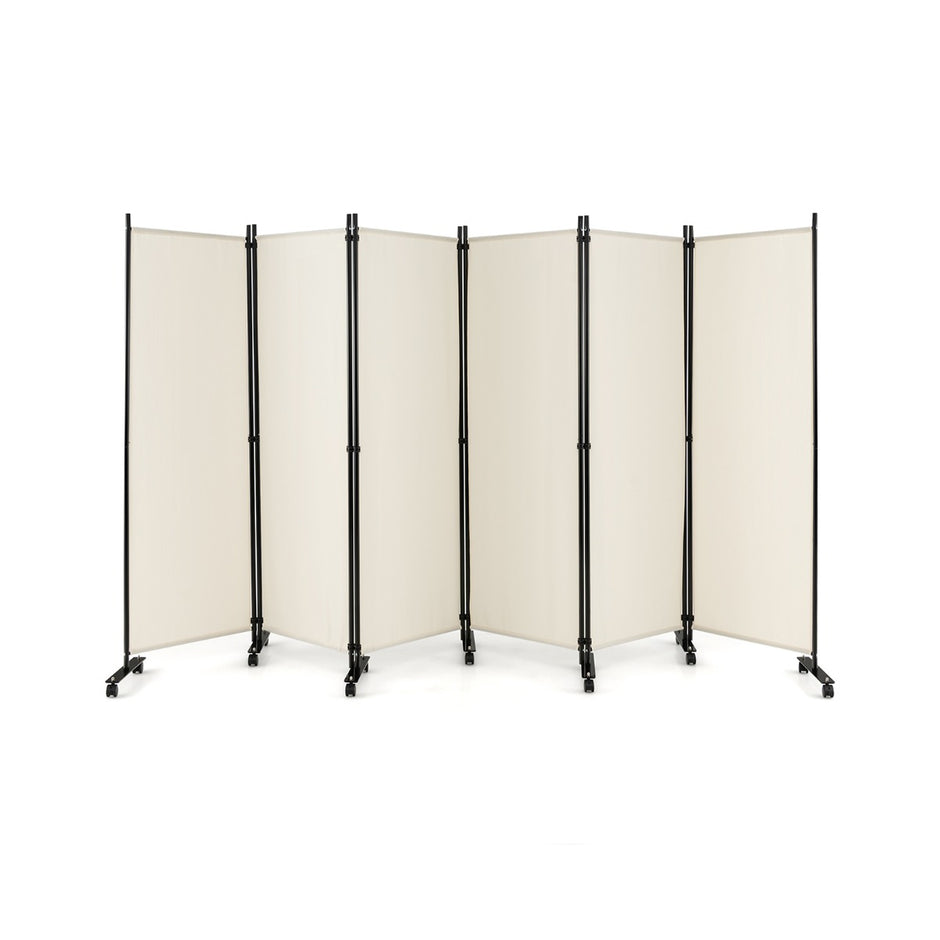 delad – hopfällbar rumsavdelare hög sekretessskärm med låsbara hjul – 6 172 cm – Beige