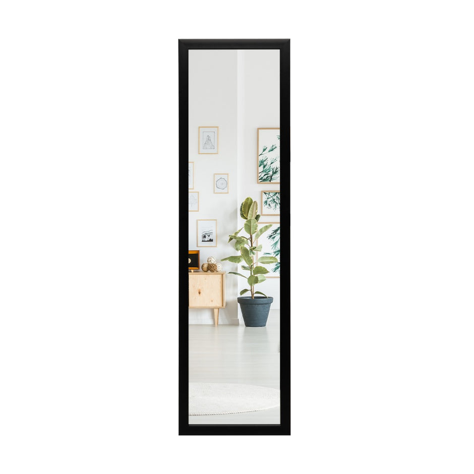 Rektangulär – hellängdsspegel med hängkrok för dörr – 33 x 119 cm – Svart