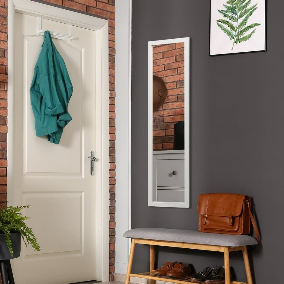 Rektangulär – helkroppsspegel med hängkrok för dörr – 33 x 119 cm – Vit