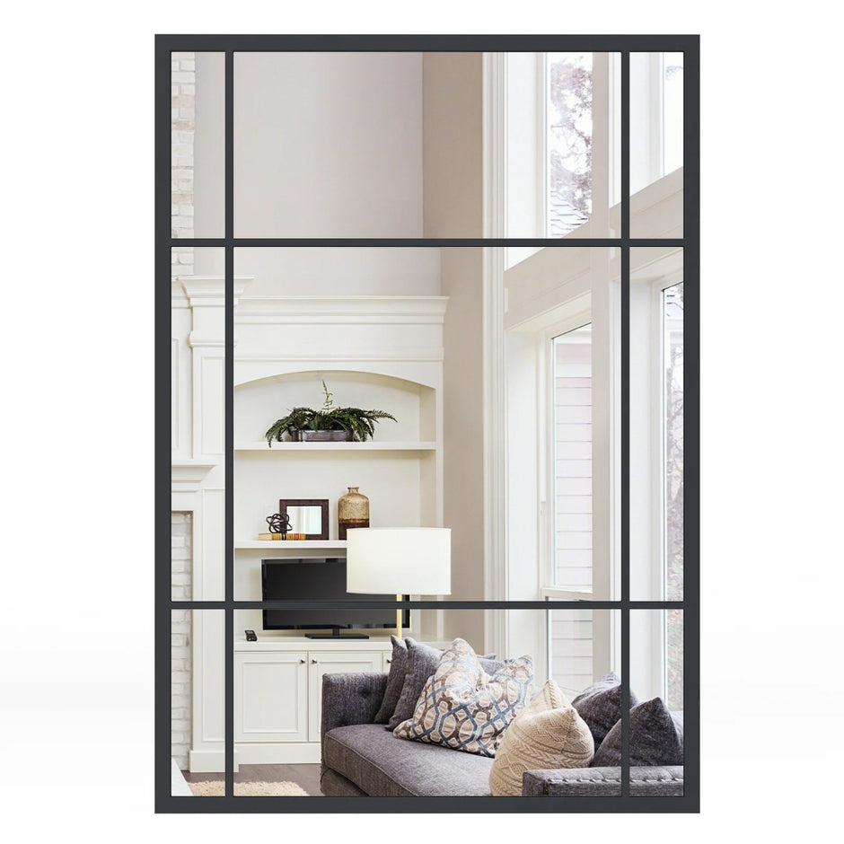 Rektangulär – väggspegel med metallram Dekorativ hängspegel Dekospegel – 100 x 70 cm – Svart