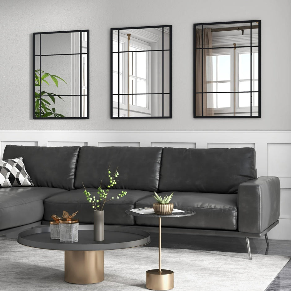 Rektangulär – väggspegel med metallram Dekorativ hängspegel Dekospegel – 100 x 70 cm – Svart