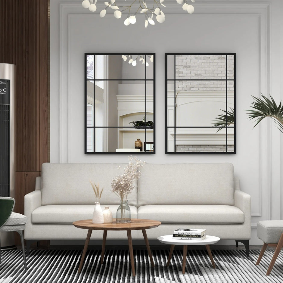 Rektangulär – väggspegel med metallram Dekorativ hängspegel Dekospegel – 100 x 70 cm – Svart