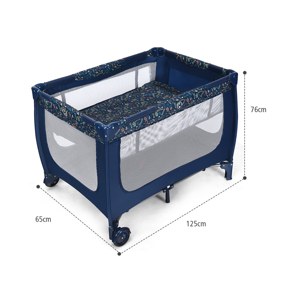 i – resesäng och lekhage Hopfällbar barnsäng – 2 1 125 x 65 x 76 cm – Blå