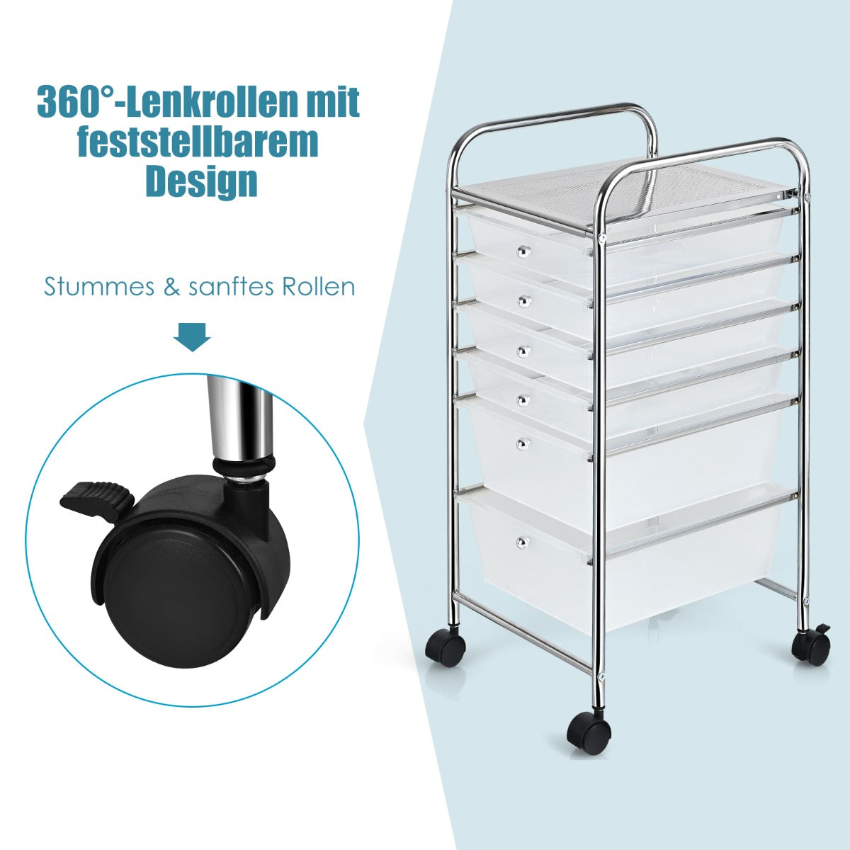 Vagn – med stapelbara lådor och metallram förvaringsyta Transparent – 6 – Genomskinlig