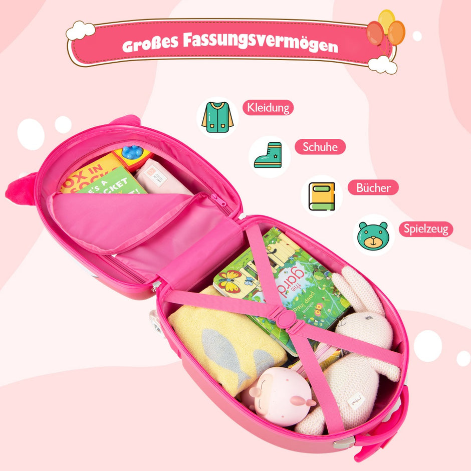 Rullande – resväska Hard Shell Handbagage för barn – 33 x 22 x 45 cm – Rosa