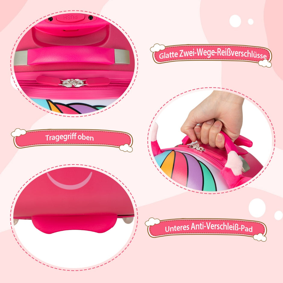 Rullande – resväska Hard Shell Handbagage för barn – 33 x 22 x 45 cm – Rosa