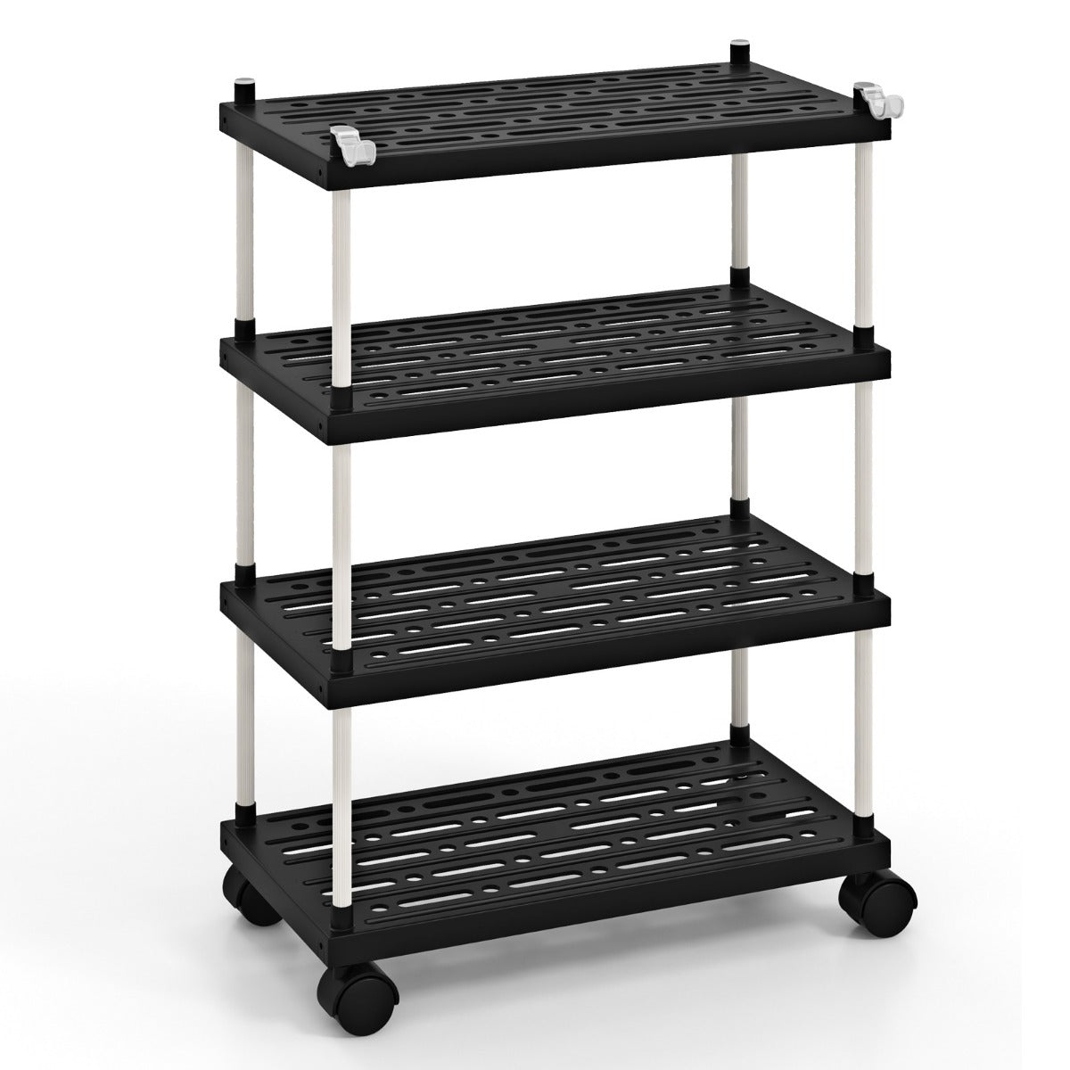 Vagn – med nivåer Nischhylla hjul och sidokrokar – 4 40 x 21 x 59,5 cm – Svart
