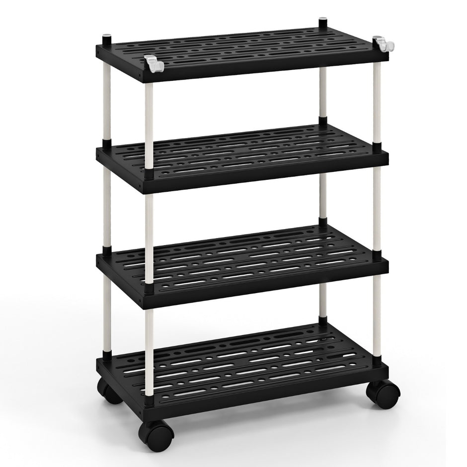 Vagn – med nivåer Nischhylla hjul och sidokrokar – 4 40 x 21 x 59,5 cm – Svart
