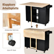Kitchen – Island Trolley med utdragbar bänkskiva – 124 x 76 x 92 cm – Svart