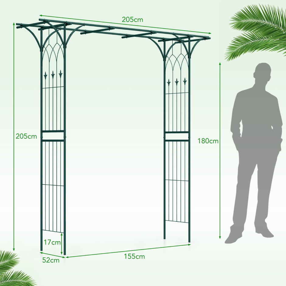Rose – Arch Metal Garden för klätterväxter – 205 x 52 x 205 cm – Grön