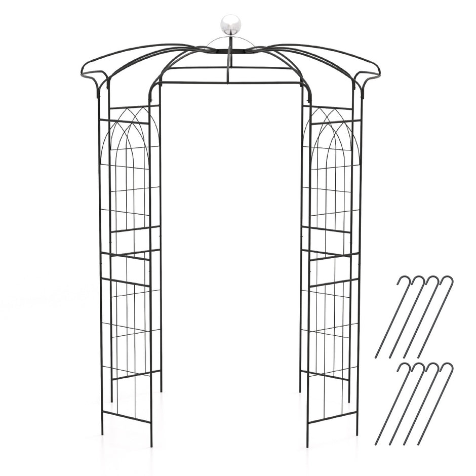 Rose – Arch Metal Pavilion Trädgårdsbåge för klätterväxter Garden – 206 x 206 x 286 cm – Svart