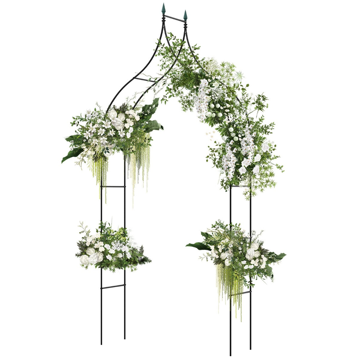 Rose – Arch Metal Garden i gotisk stil Trellis – 125 x 39 x 287 cm – Svart