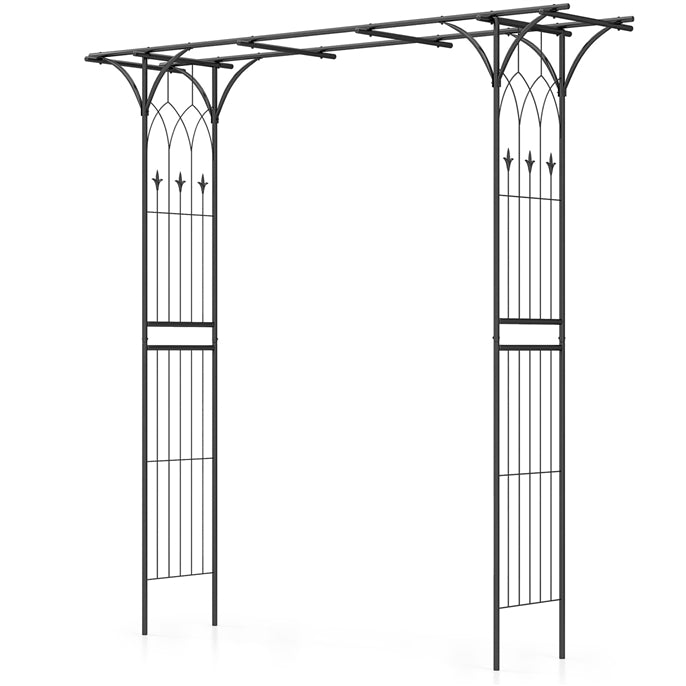 Metall – Rose Arch Trädgårdsbåge för klätterväxter Spaljé – 206 x 52 x 206 cm – Svart