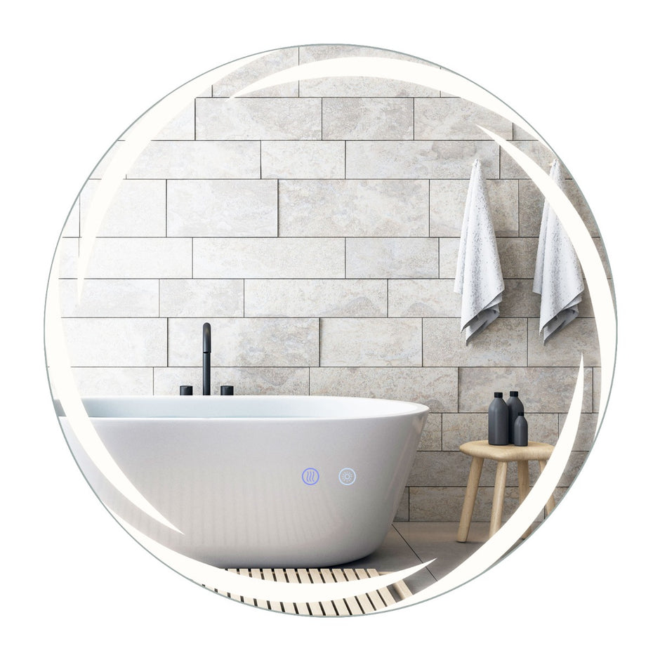 Badrumsspegel – med belysning och färgsljus immafri Justerbar väggspegel – 3 Ø 60 cm – Silver