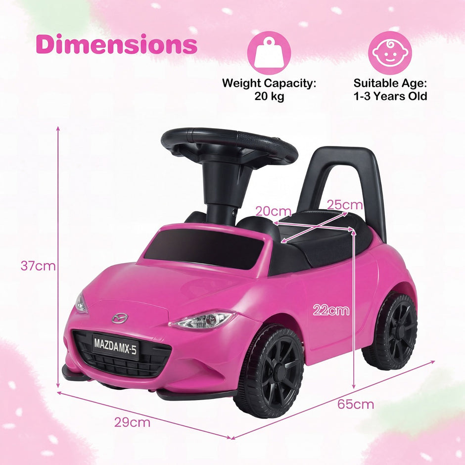 Rutschauto – mit Licht och Kippschutz Stauraum unter dem Sitz Rutschfahrzeug Kinderfahrzeug – Rosa