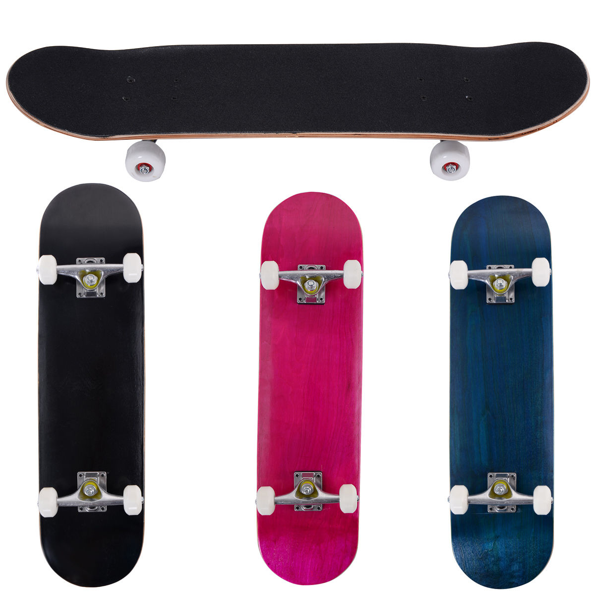 Skateboard – Complete Funboard Minicruiser Träbräda Longboard – 20 x 79 cm – Svart