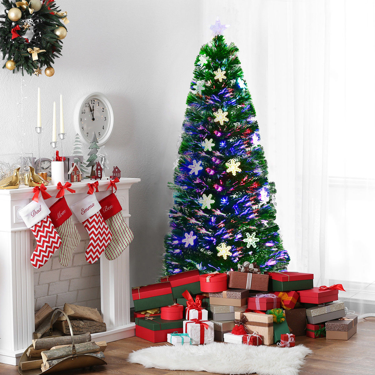 Julgran – LED Konstgjord med fiberoptisk färgväxlare – 150 cm 150 cm – Grön