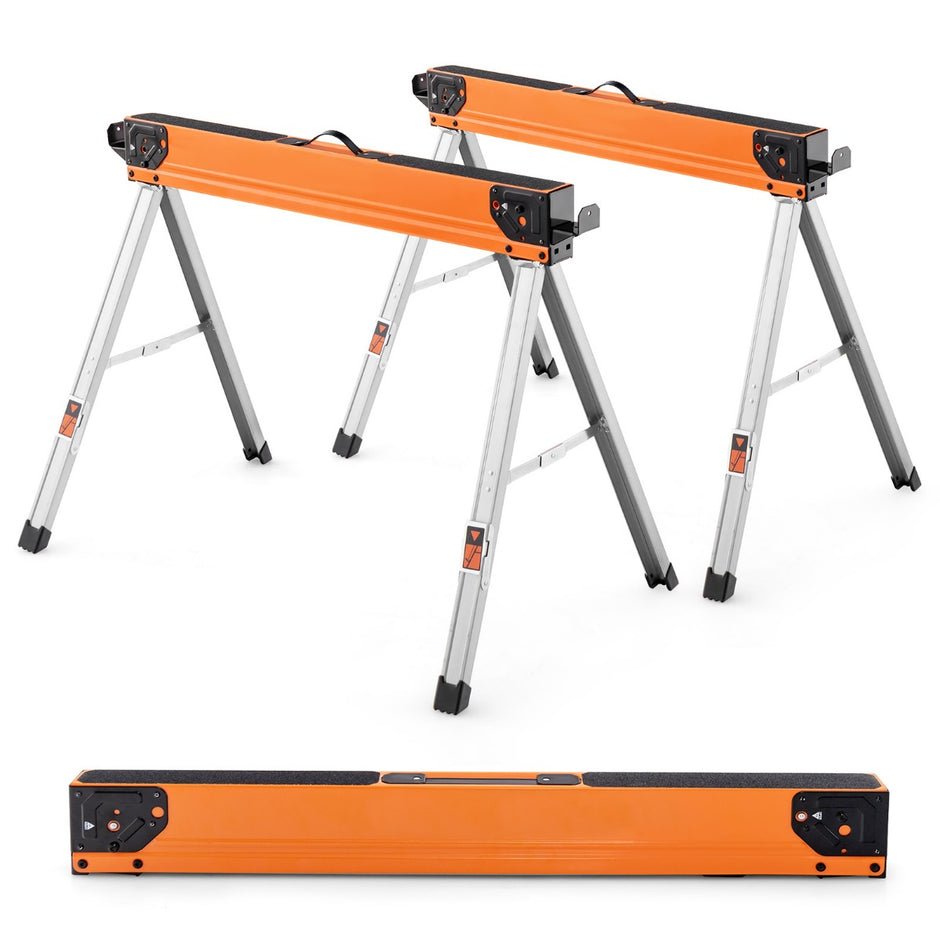 Set – med såghästar, hopfällbara, bärbara arbetshästar, lastkapacitet upp till – 2 500 kg – Orange