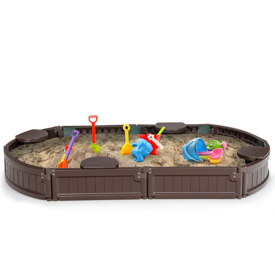 Sandlåda – med vattentätt lock – 183 x 105 x 21 cm – Brun