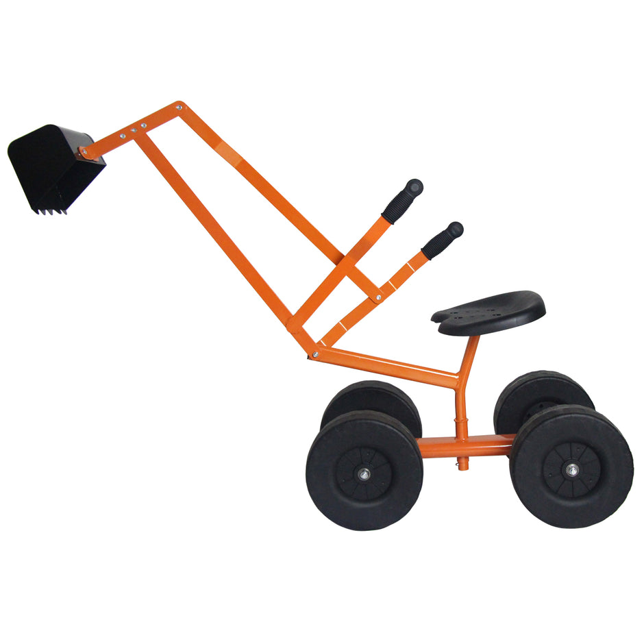 Sittgrävare – med spade Barngrävmaskin av metall Sandgrävmaskin att sitta på för från år – 3 – Orange