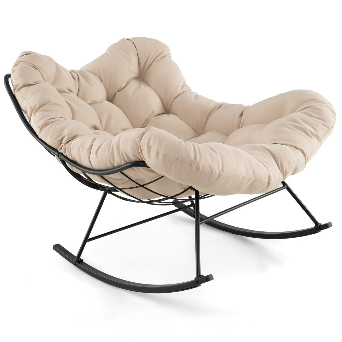 Gungstol – med stoppad kudde och bärförmåga Terrassstol – 205 kg – Beige