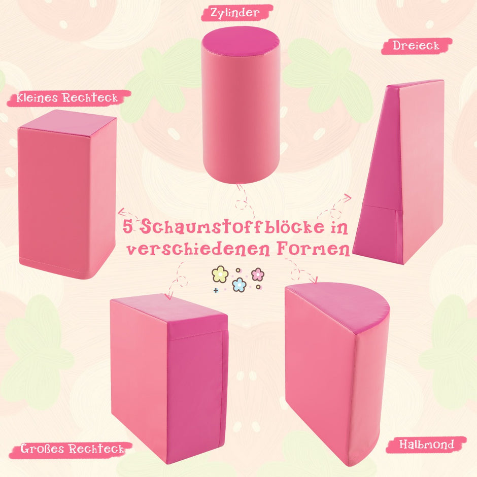 stycken – Byggklossar av skum Jättebyggstenar för att leka och klättra Stora – 5 – Rosa