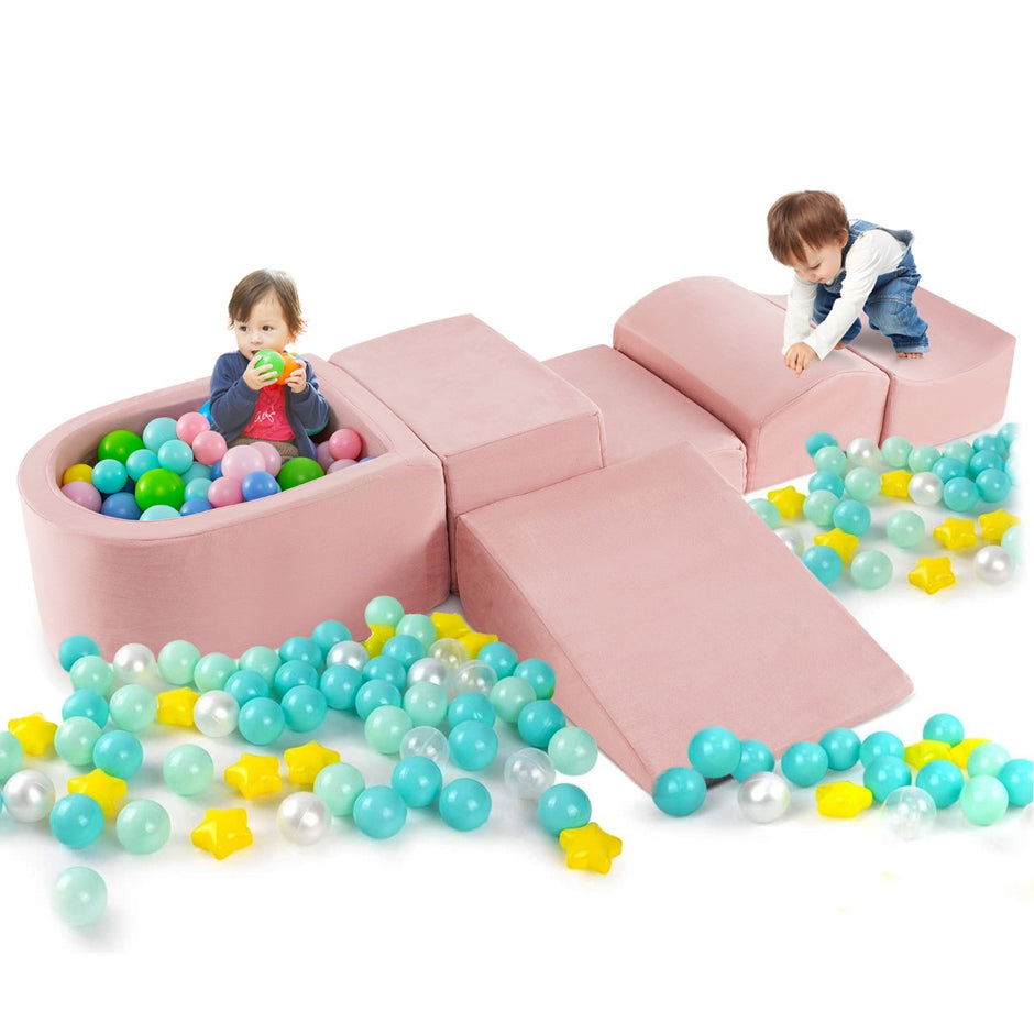 stycken – Skumbyggstenar Jättebyggstenar med kulgrop (utan bollar) Stora för att leka – 5 – Rosa