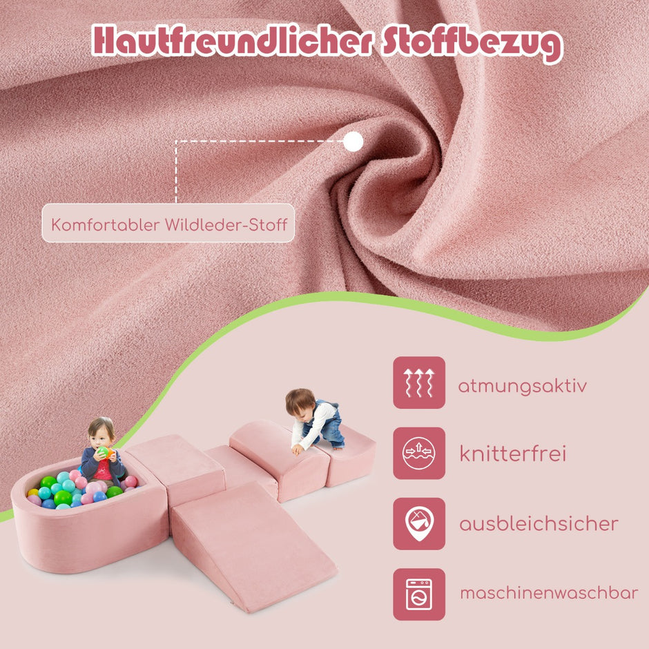 stycken – Skumbyggstenar Jättebyggstenar med kulgrop (utan bollar) Stora för att leka – 5 – Rosa